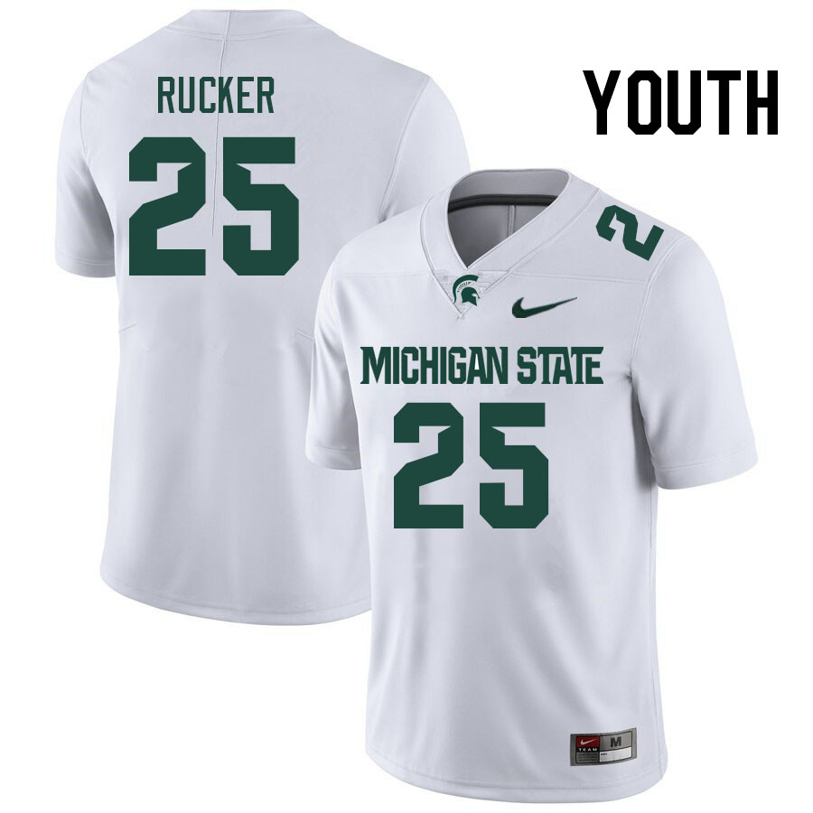 Youth #25 Chance Rucker Michigan State Spartans College Football Jerseys Stitched-White